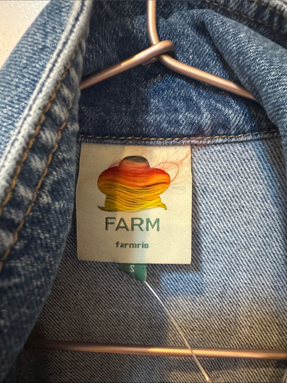 FARM Rio Mystical Sun Denim Jean Jacket with Gold Moon & Star - Picture 6 of 8